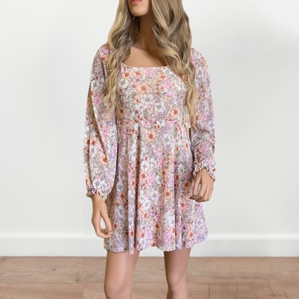 NWT Altar'd State Olivia Mesh Floral Blush Dress Medium